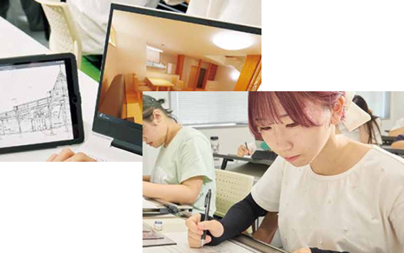 建築設計を学ぶ学生